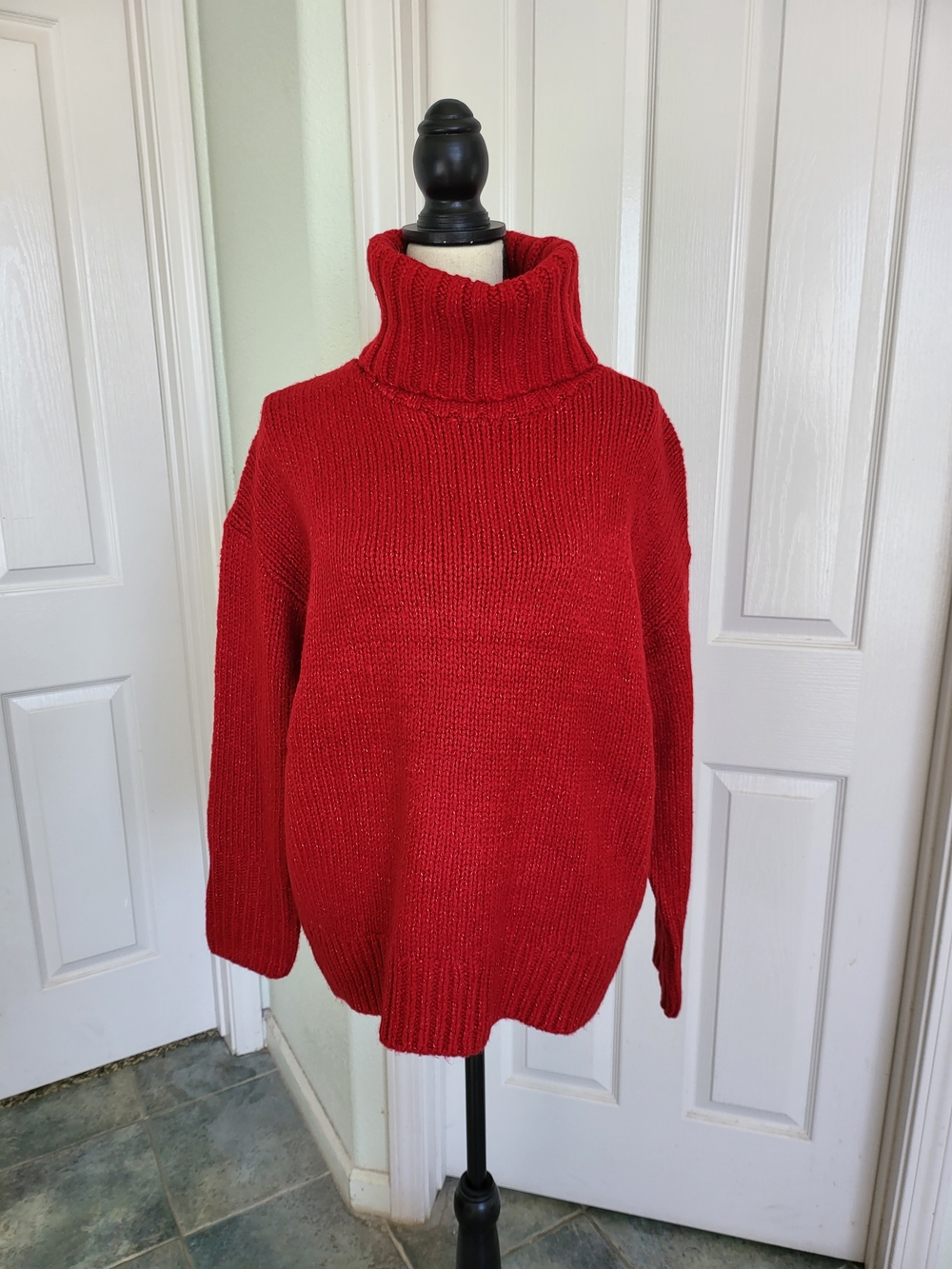 American Eagle Outfitters Red Chunky Turtleneck Sweater